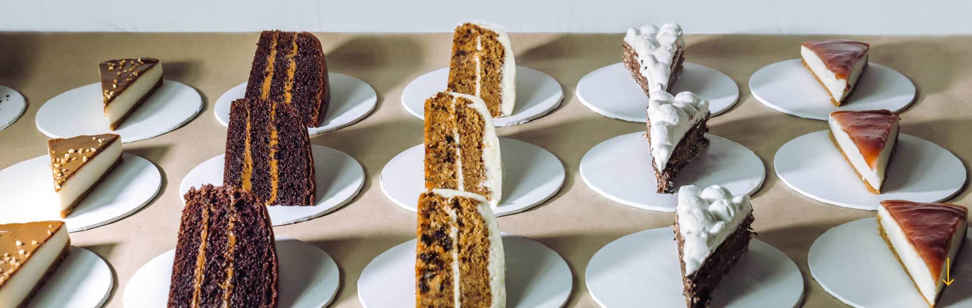 Composición de tartas inspirada en Wayne Thiebaud.